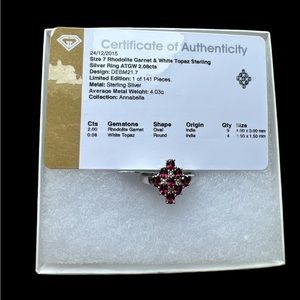 Rhodolite garnet & white topaz sterling silver ring